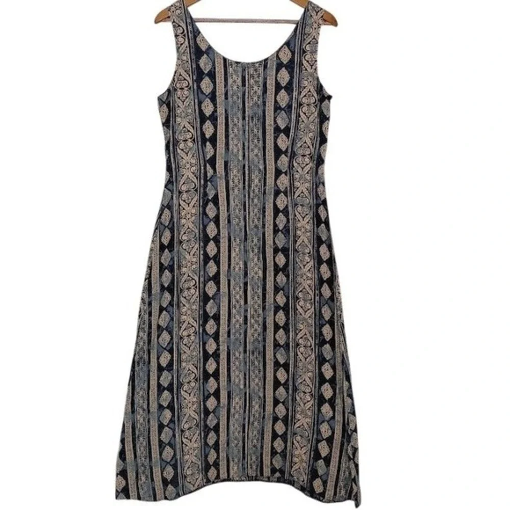 Marks & Spencer Vintage Maxi Dress Blue Paisley Boho Effortless Sleeveless M - Picture 3 of 16